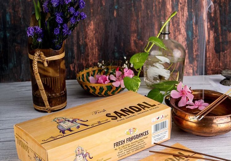 Sandal incense with flowers and decor